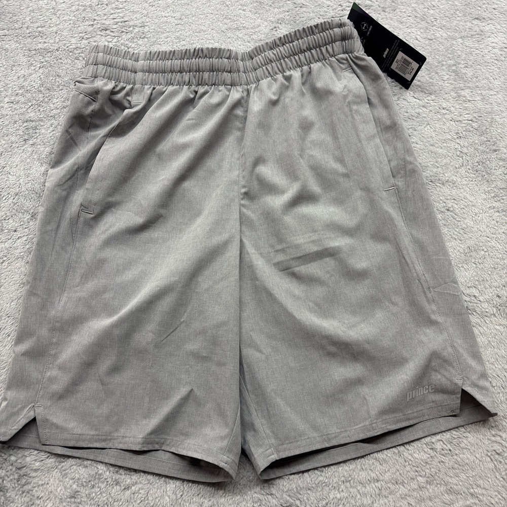 Prince Mens‎ Heather Grey 9 Inch Inseam Performance Tennis Athletic Shorts Small